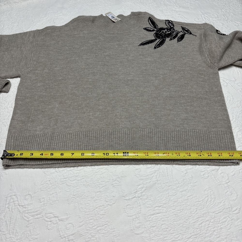 Ariat Beaded Floral Western Mock Neck Sweater NWT XL Oatmeal Heather - Picture 10 of 16
